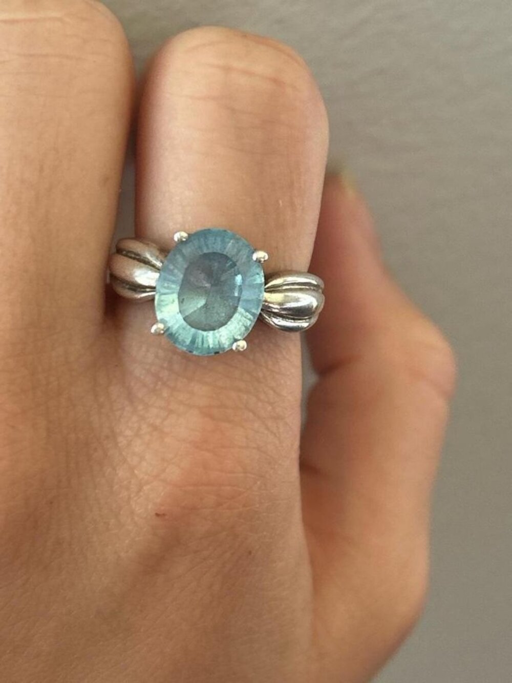 925 STERLING silver blue topaz ring